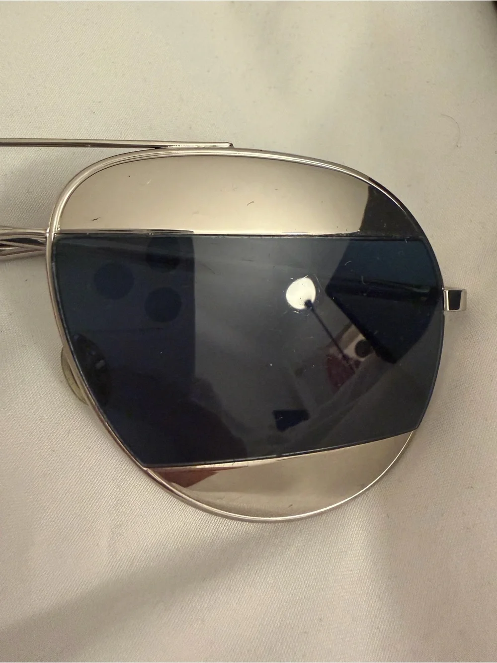Dior Split Aviator Sunglasses - Silver Frame with Blue Lenses can